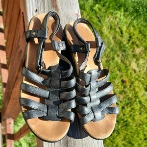 Clarks Black Leather Sandals